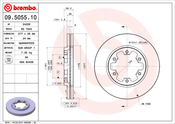 Brake Disc BREMBO 09.5055.10