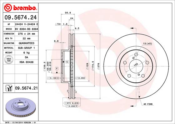 Brake Disc BREMBO 09.5674.24