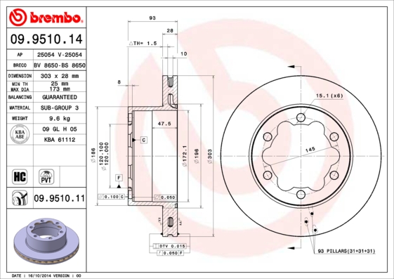 Brake Disc BREMBO 09.9510.14