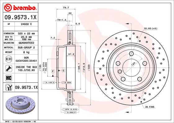 Brake Disc BREMBO 09.9573.1X