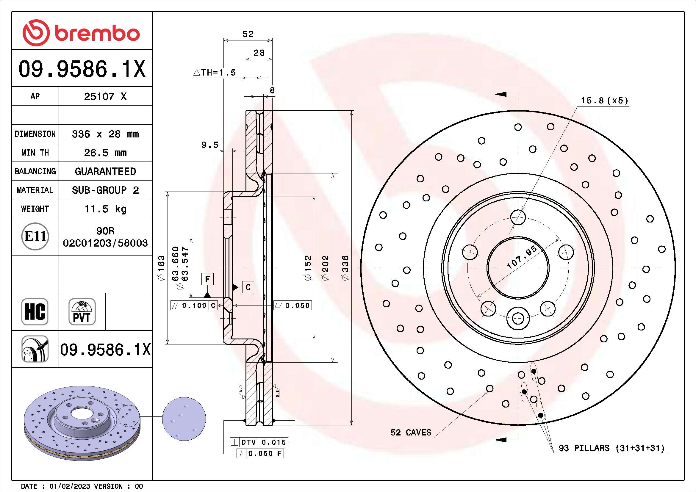 Brake Disc BREMBO 09.9586.1X