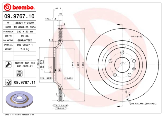 Brake Disc BREMBO 09.9767.11