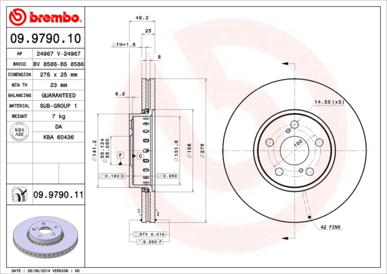 Brake Disc BREMBO 09.9790.10