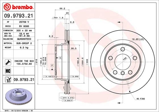 Brake Disc BREMBO 09.9793.21