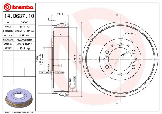 Brake Drum BREMBO 14.D637.10