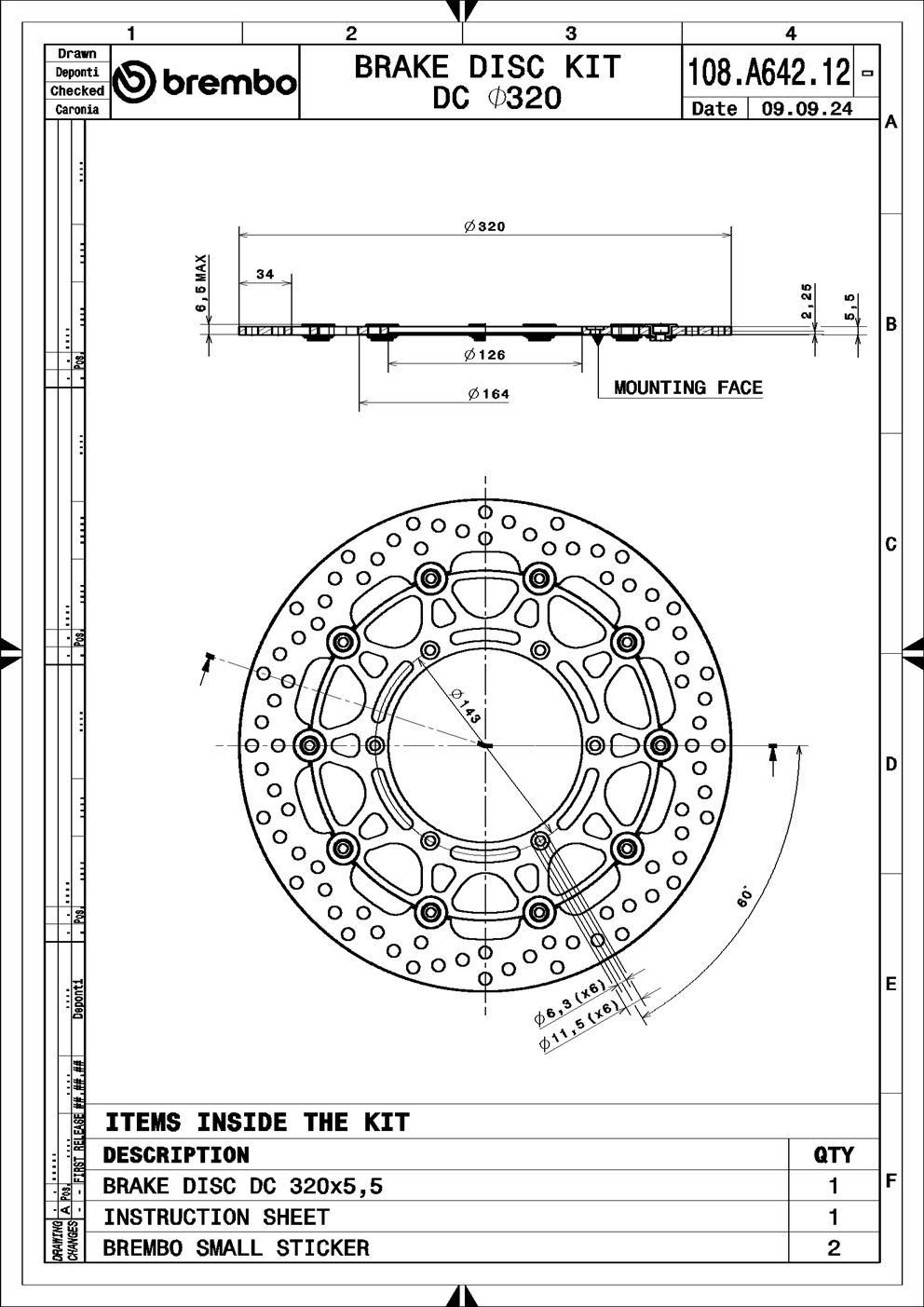 Brake Disc BREMBO 108A64212