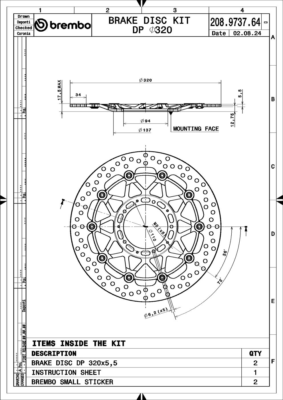 Brake Disc BREMBO 208973764