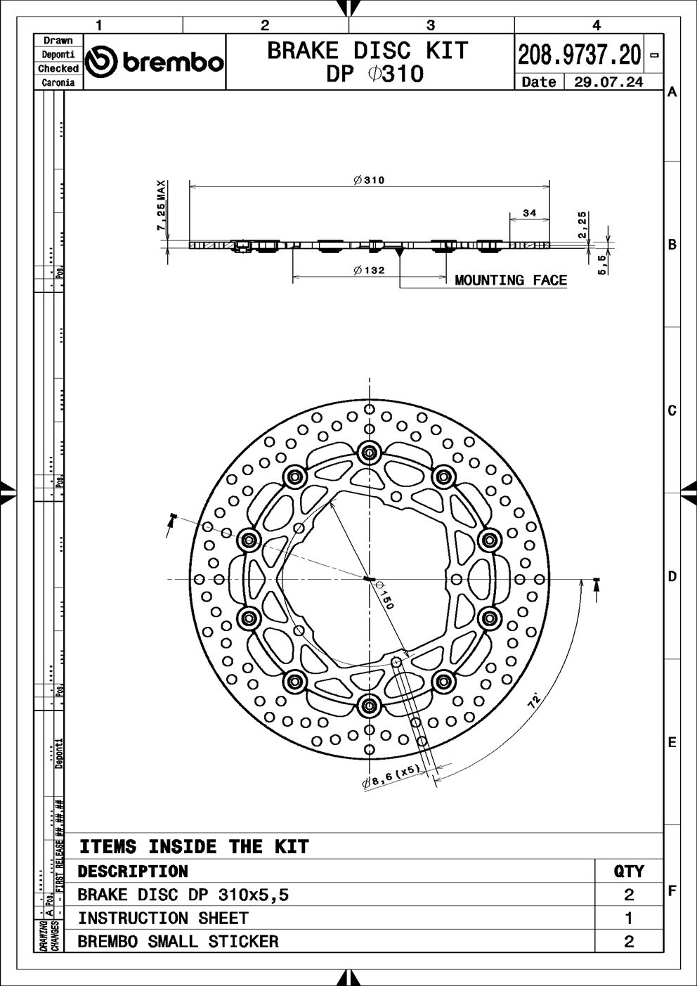 Brake Disc BREMBO 208973720