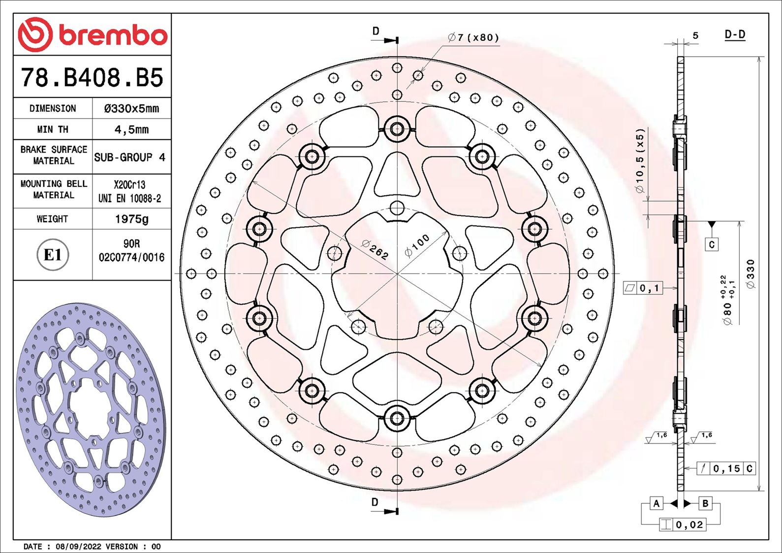 Brake Disc BREMBO 78B408B5