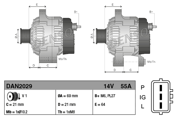 Alternator DENSO DAN2029