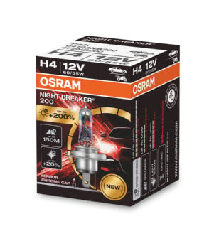 Halogenlampa OSRAM NIGHT BREAKER 200 12V H4 55W 64193NB200
