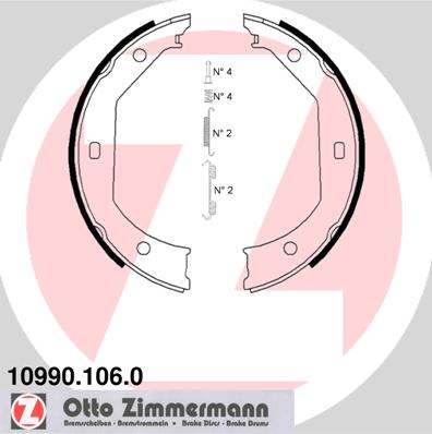 Brake Shoe Set, parking brake ZIMMERMANN 10990.106.0