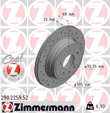 Brake Disc ZIMMERMANN 290.2259.52