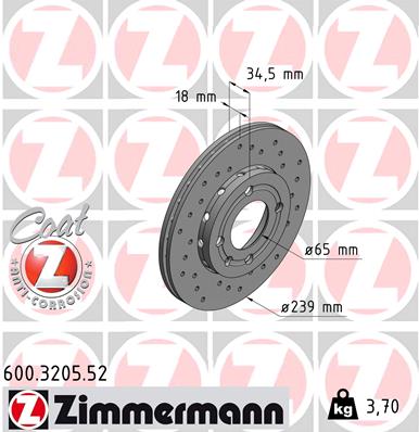 Brake Disc ZIMMERMANN 600.3205.52