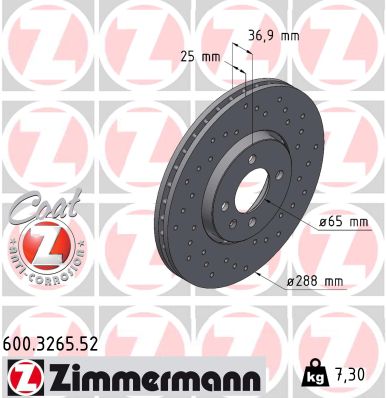 Brake Disc ZIMMERMANN 600.3265.52