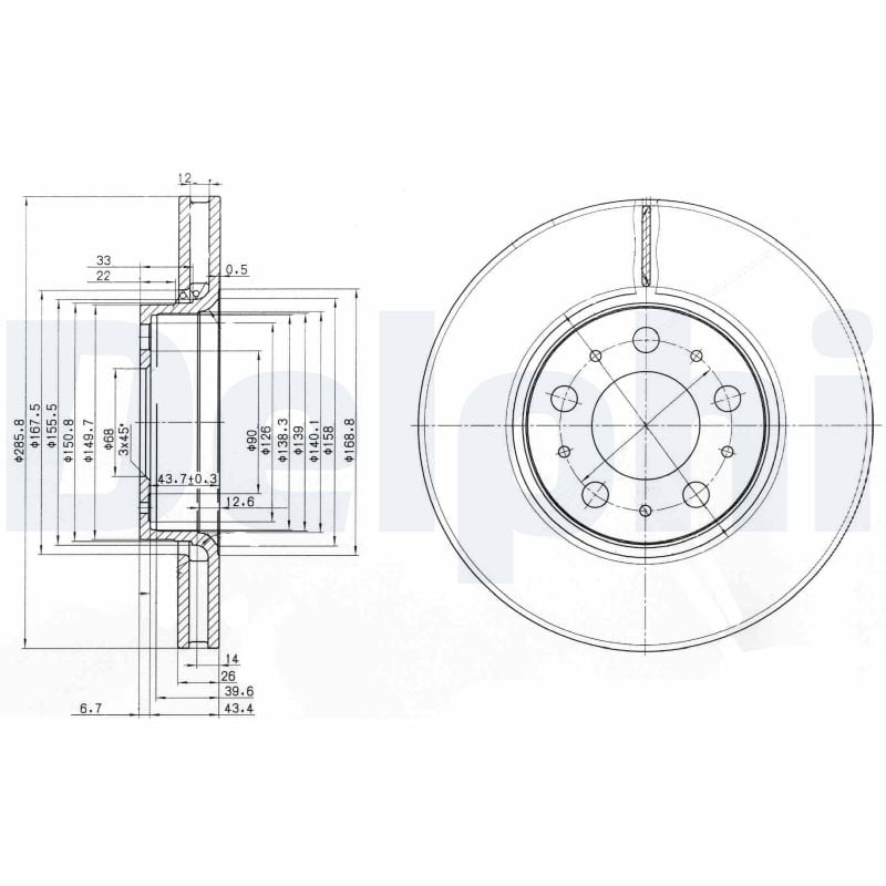 Brake Disc DELPHI BG3513C
