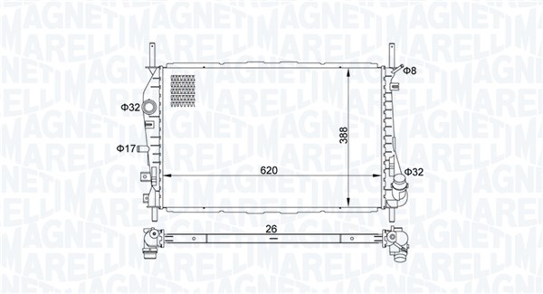 Radiator, engine cooling MAGNETI MARELLI 350213177600