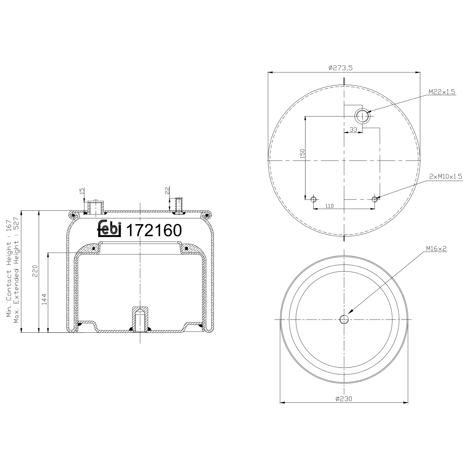 Bälgar, luftfjädring FEBI BILSTEIN 172160