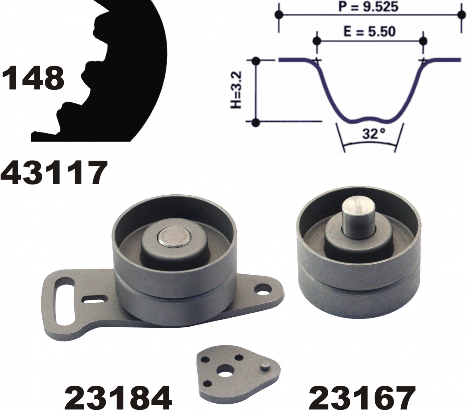 Timing Belt Set MAPCO 23117