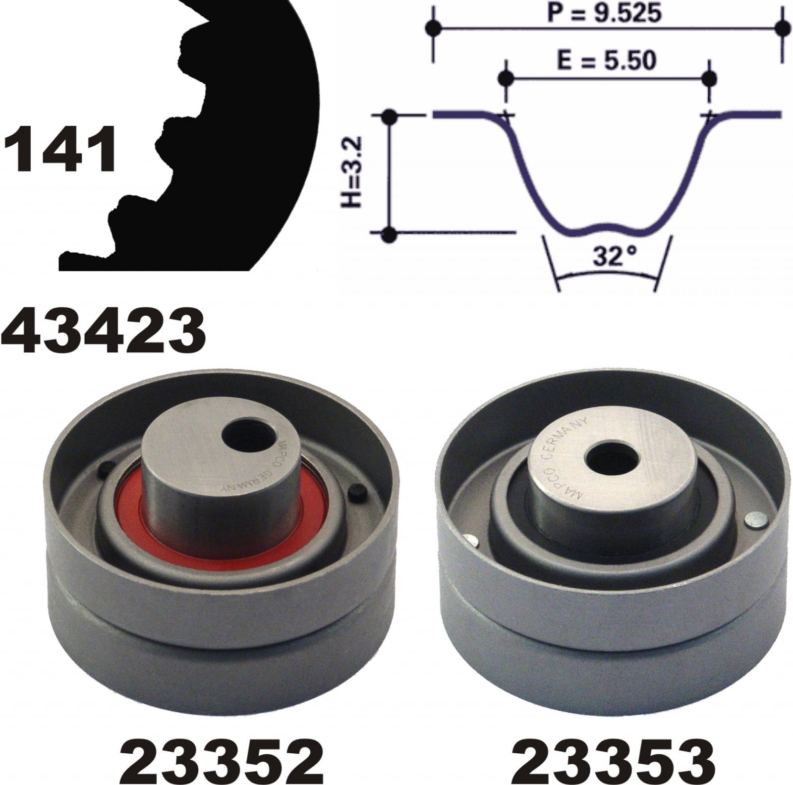 Timing Belt Set MAPCO 23423