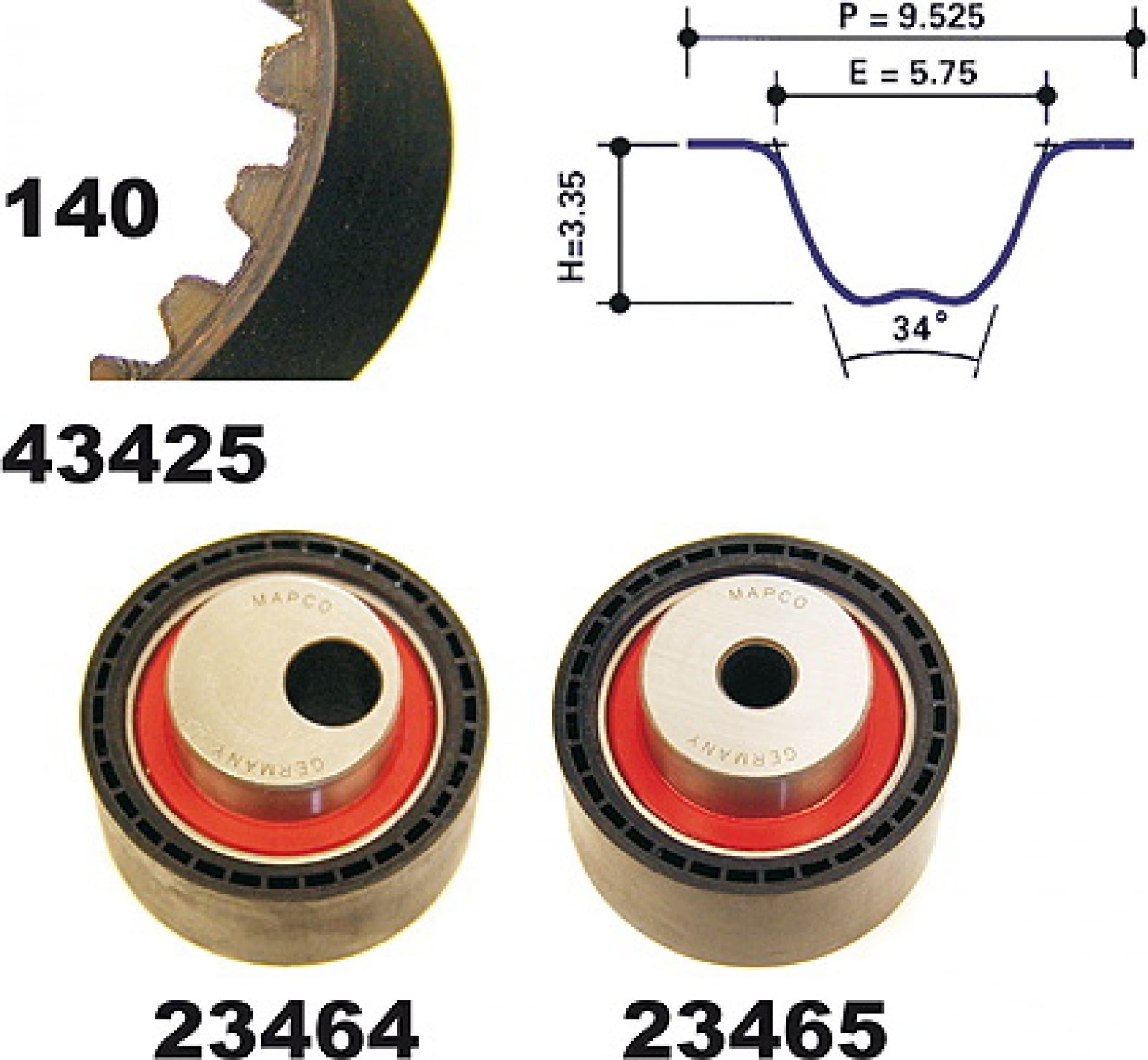 Timing Belt Set MAPCO 23425
