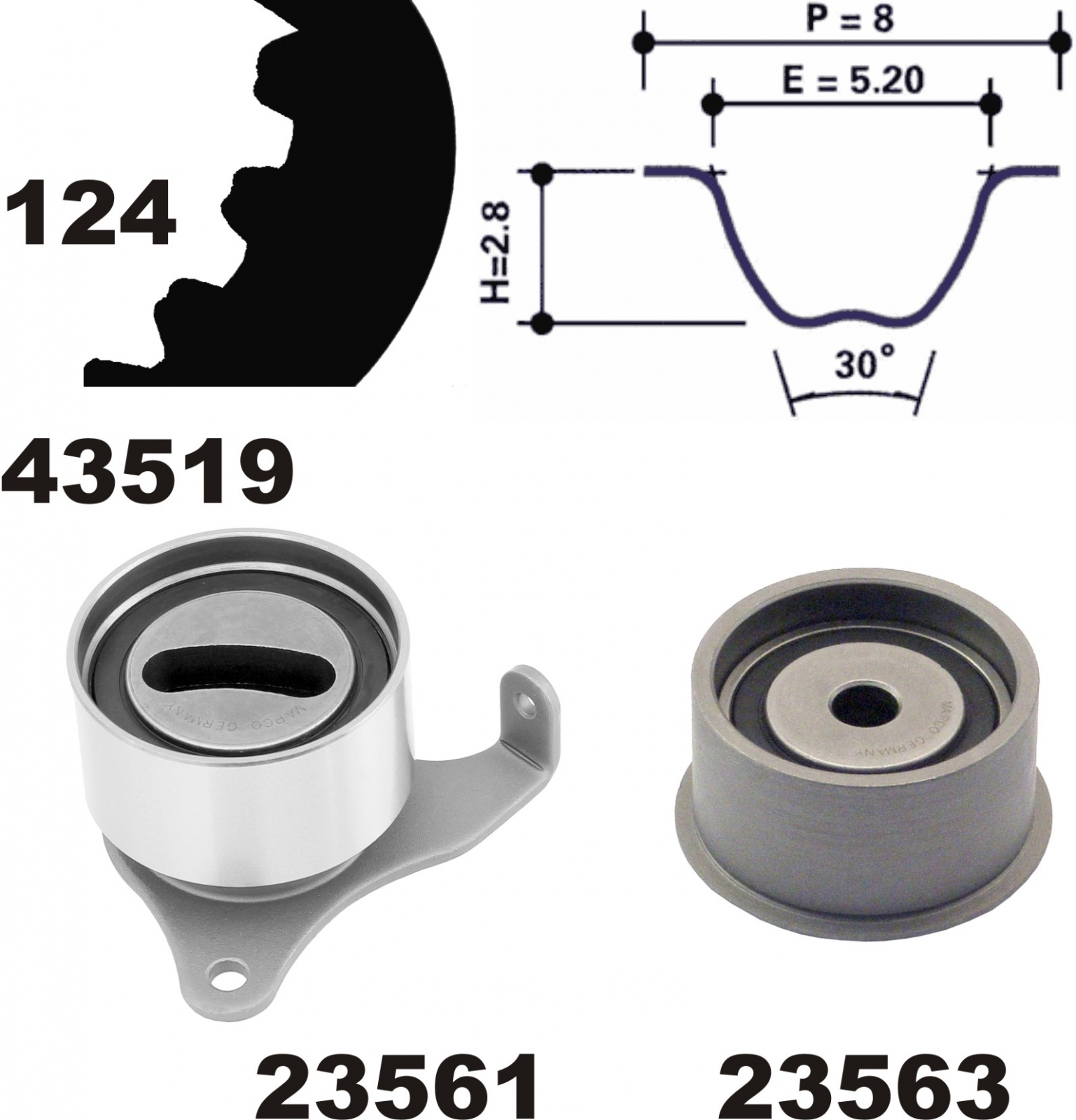 Timing Belt Set MAPCO 23519