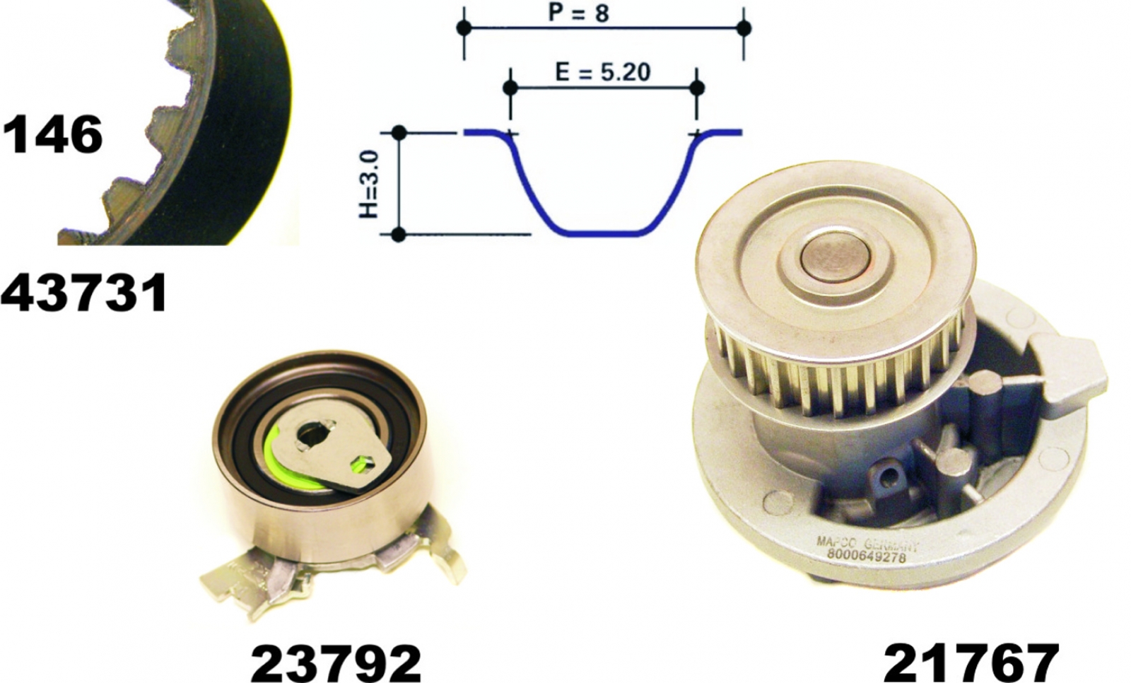 Water Pump & Timing Belt Set MAPCO 41731/1