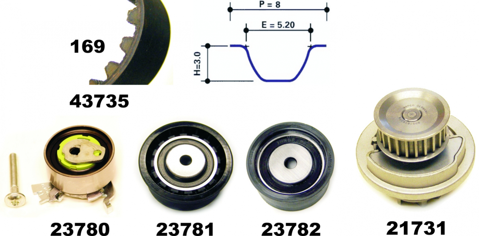 Water Pump & Timing Belt Set MAPCO 41735