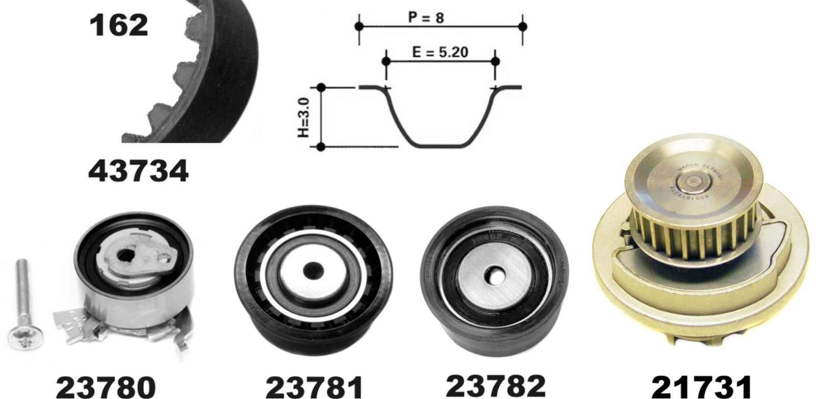 Water Pump & Timing Belt Kit MAPCO 41739/1