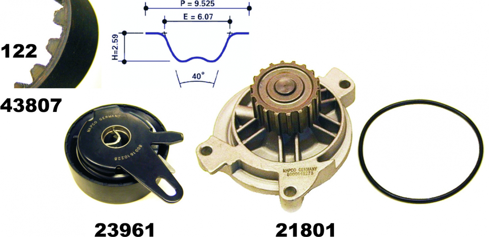 Water Pump & Timing Belt Kit MAPCO 41839