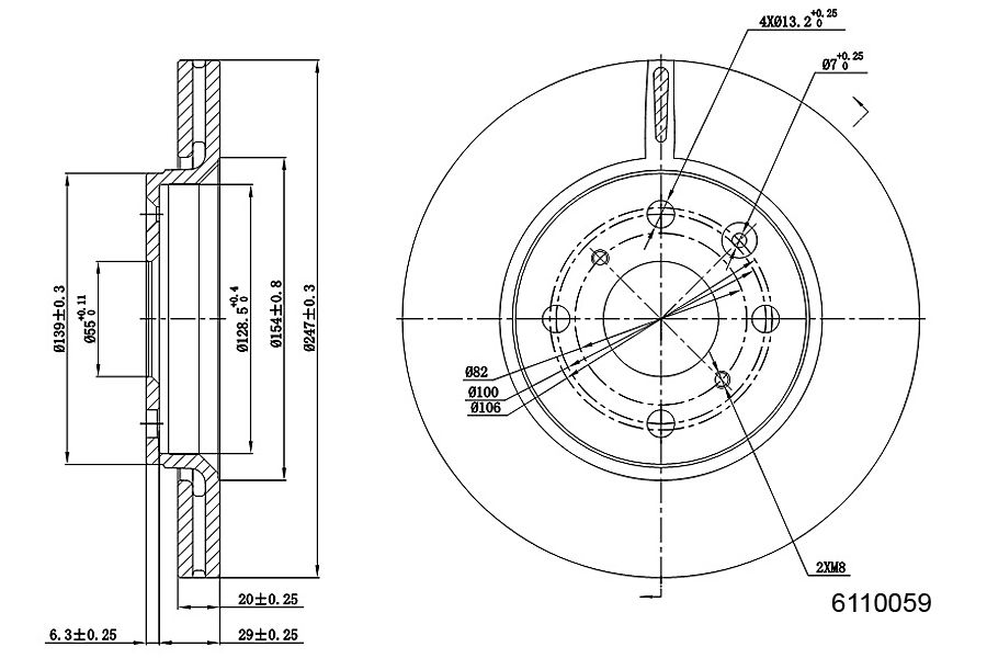 Brake Disc METZGER 6110059