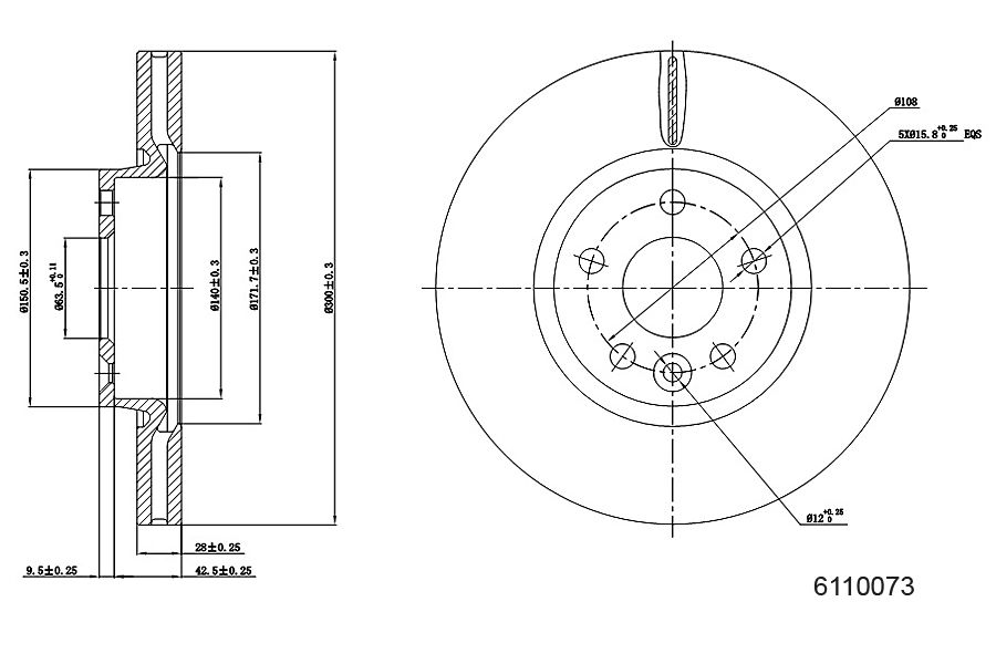 Brake Disc METZGER 6110073