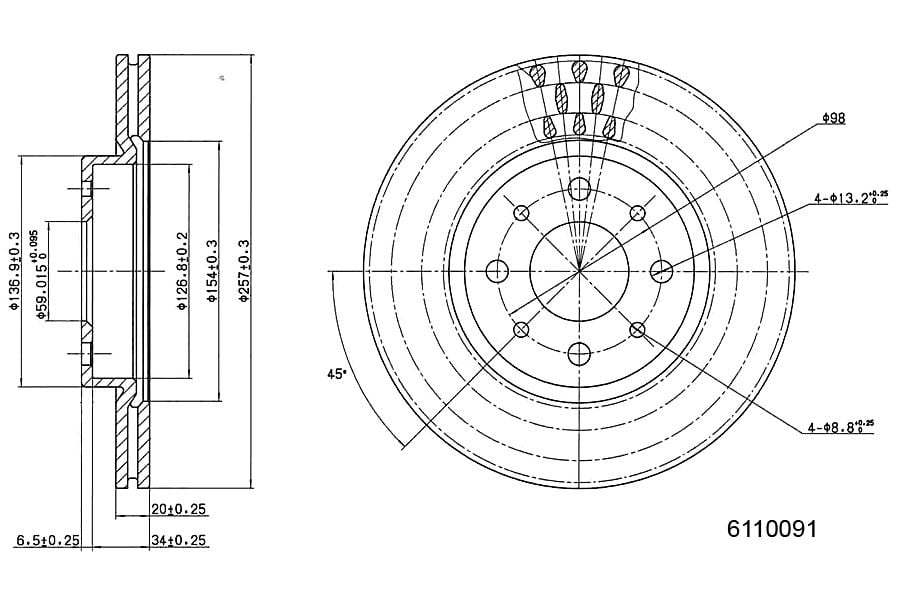 Brake Disc METZGER 6110091
