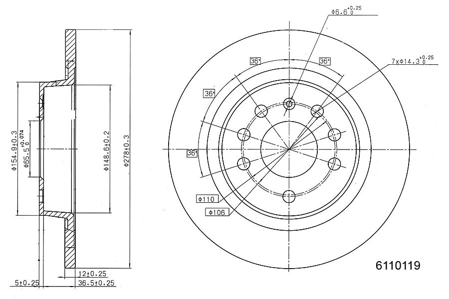 Brake Disc METZGER 6110119