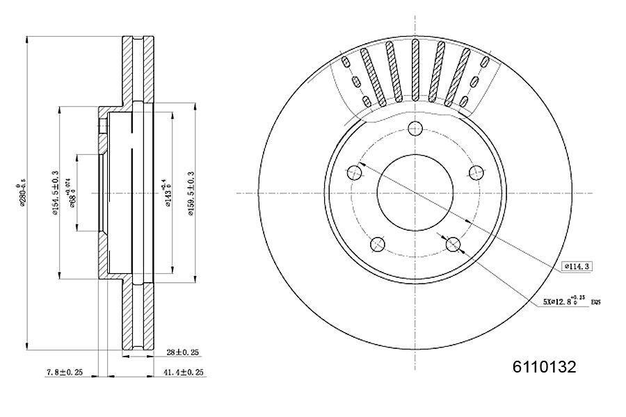Brake Disc METZGER 6110132