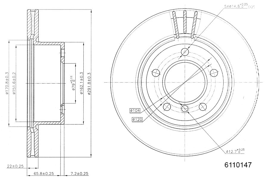 Brake Disc METZGER 6110147