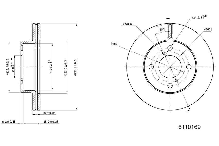 Brake Disc METZGER 6110169