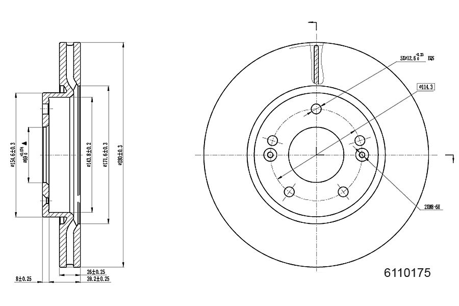 Brake Disc METZGER 6110175