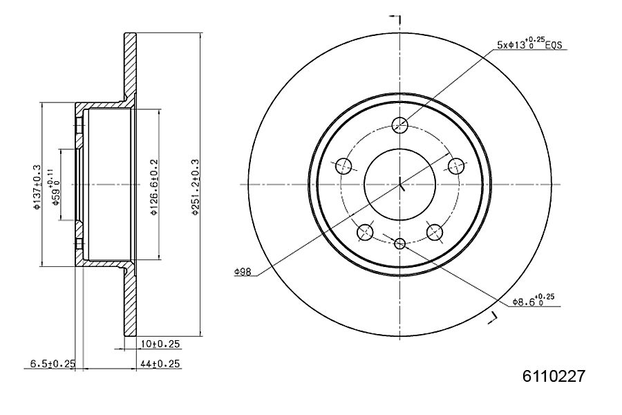 Brake Disc METZGER 6110227
