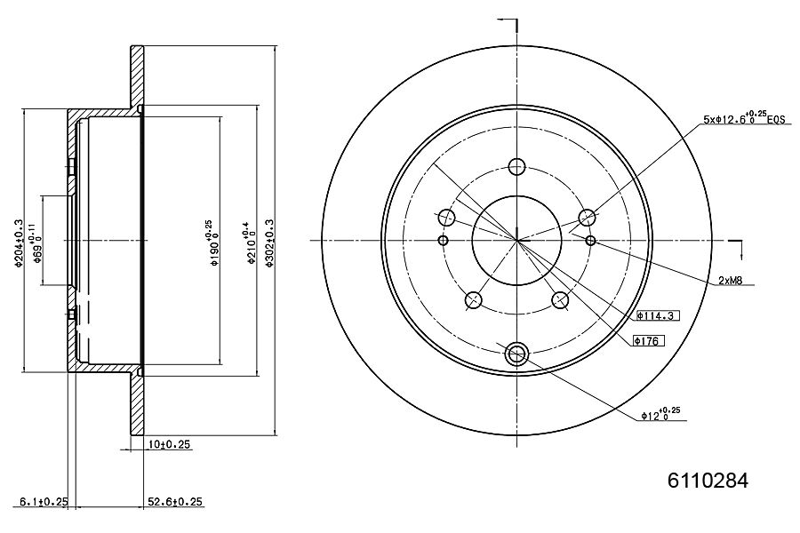 Brake Disc METZGER 6110284