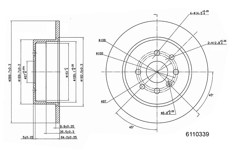 Brake Disc METZGER 6110339