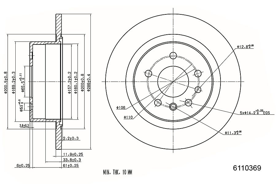 Brake Disc METZGER 6110369