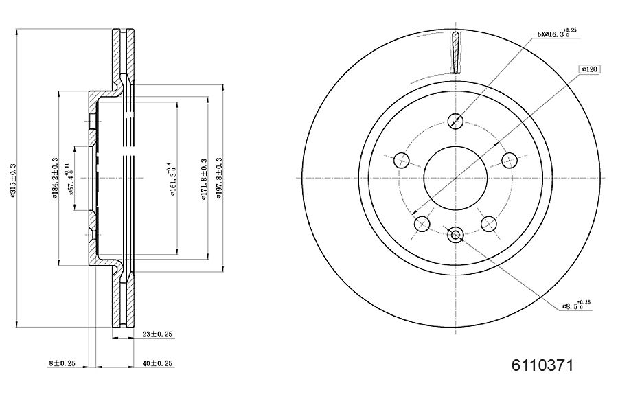 Brake Disc METZGER 6110371