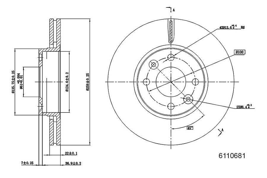Brake Disc METZGER 6110681