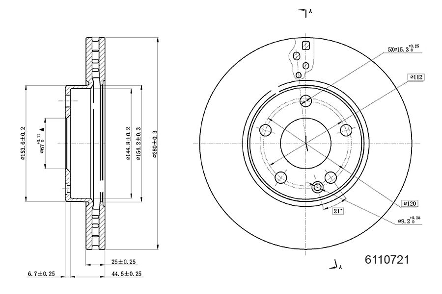 Brake Disc METZGER 6110721