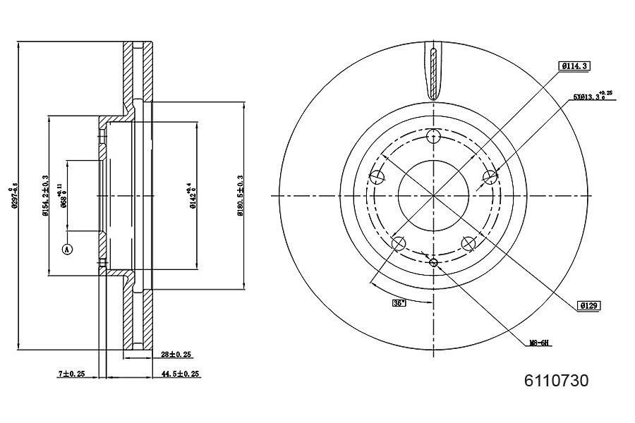 Brake Disc METZGER 6110730