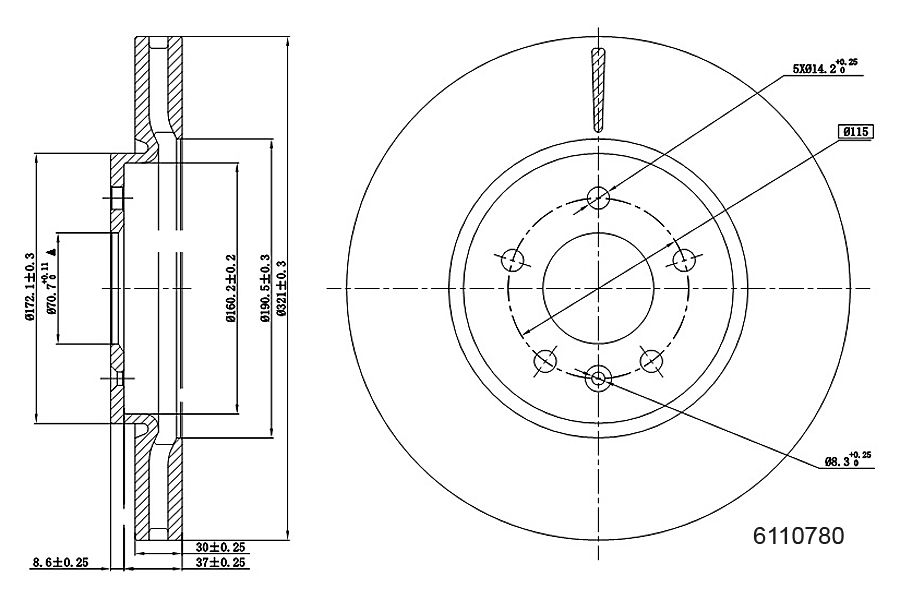 Brake Disc METZGER 6110780