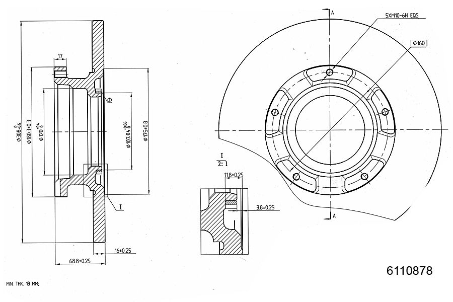 Brake Disc METZGER 6110878