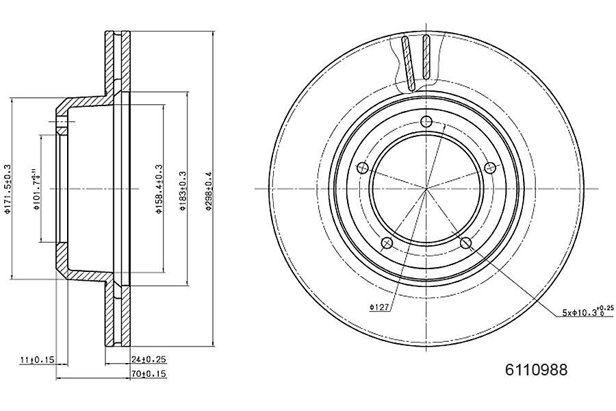 Brake Disc METZGER 6110988