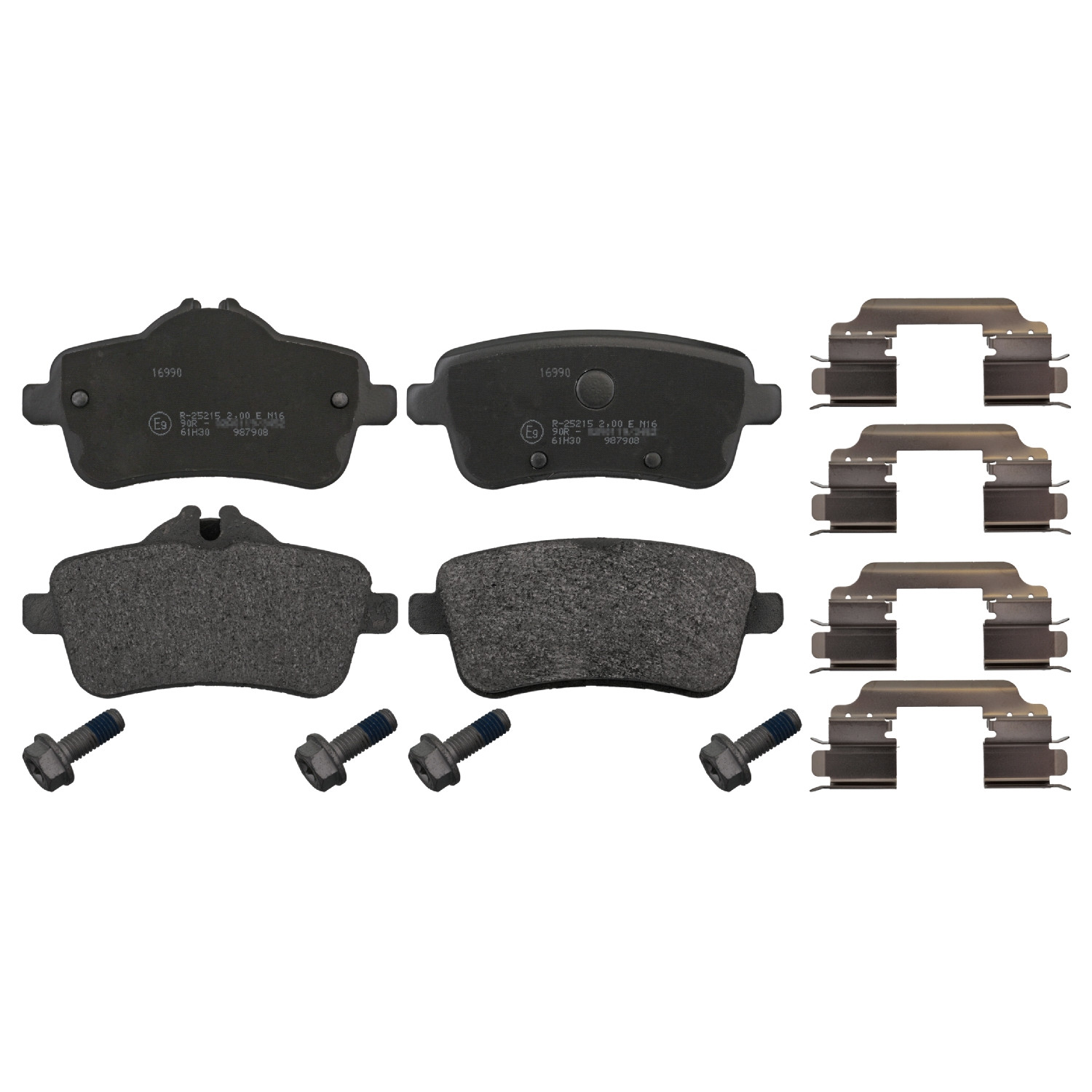 pack of four febi bilstein 16790 Brake Pad Set with additional parts 